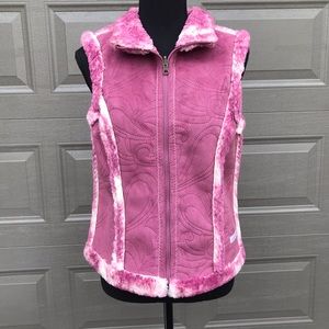 Ariat Womens Pink Print Faux Fur Reversible Vest S